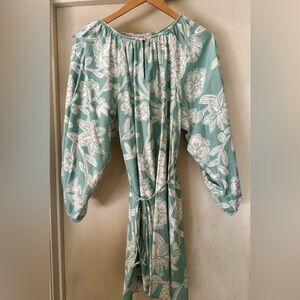 LOFT Teal and White Floral Dress